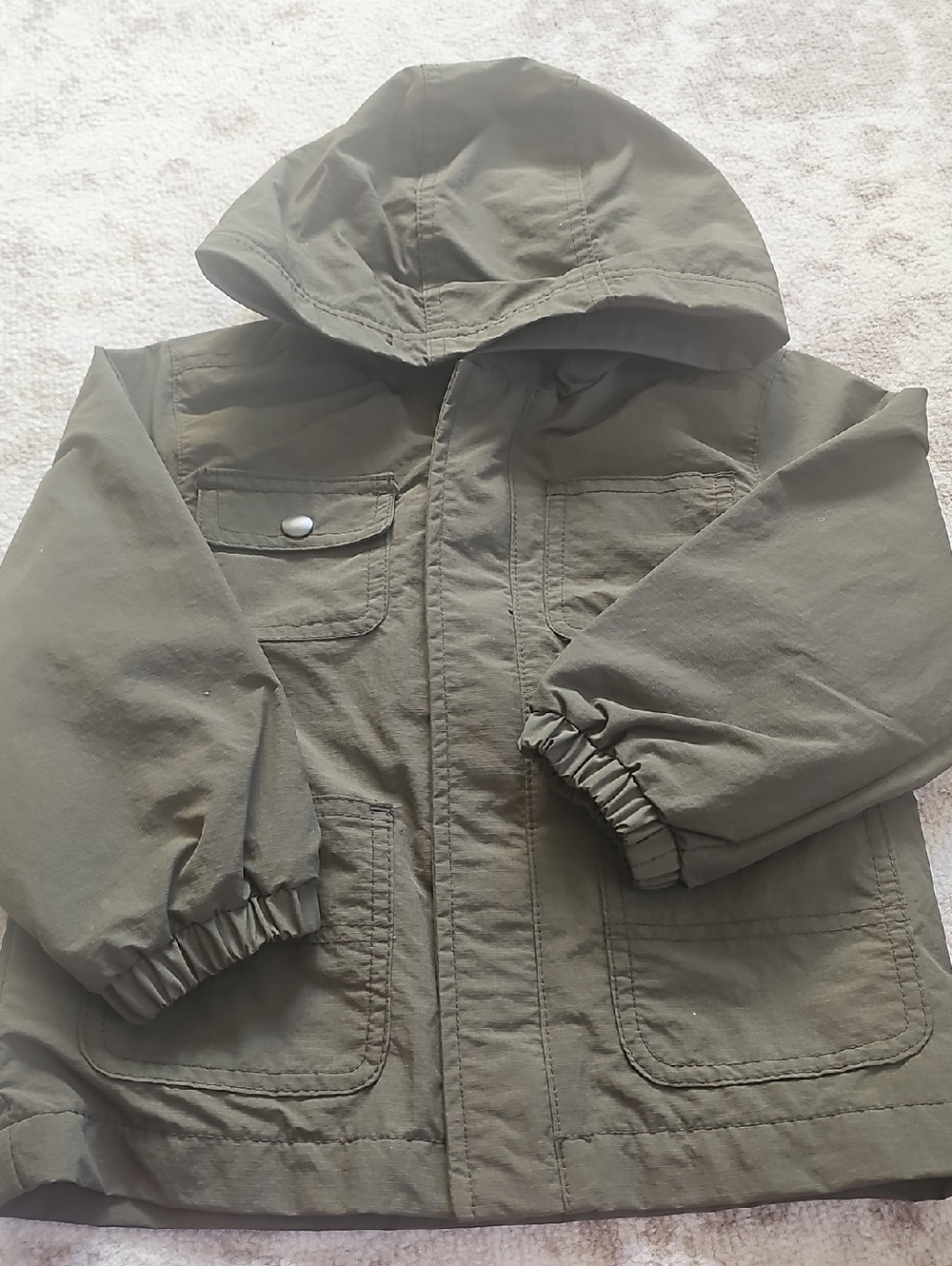 Old Navy Kids Olive Green Hooded Utility Raincoat